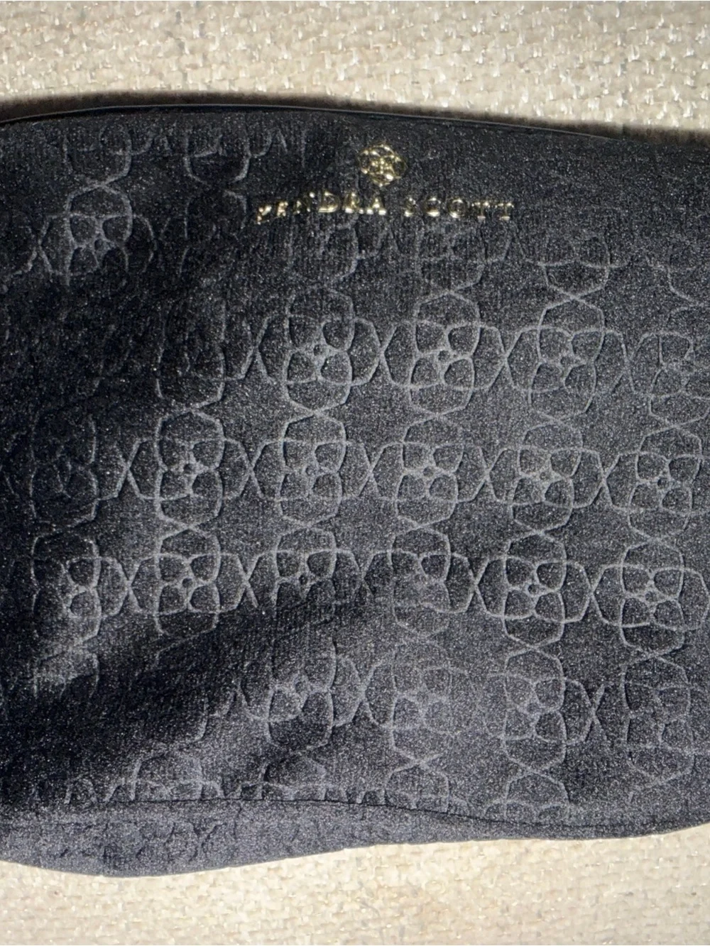 Kendra Scott Black Embossed Cosmetic Pouch with Gold Logo
